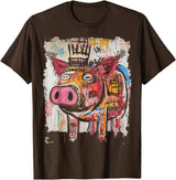 BADMENS&SIRENS Pig 90s Graffiti T-Shirt - Brown