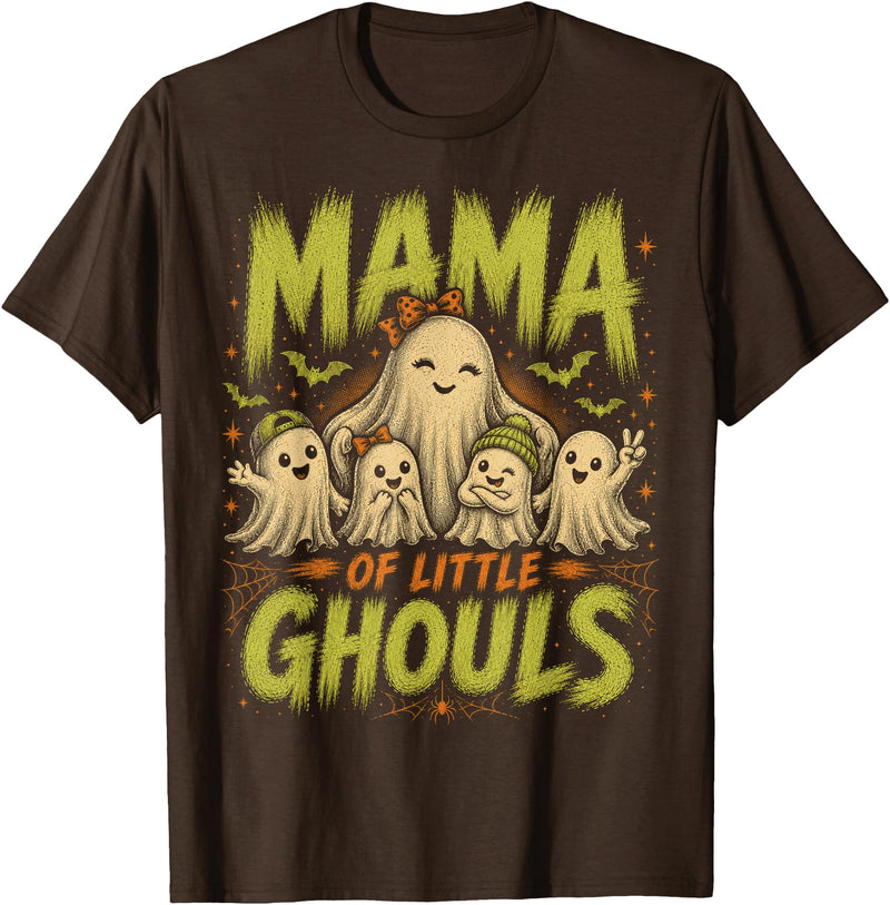 Mama of Little Ghouls Halloween Clothing BB Funny Halloween Mom Shirt Mothers Day Mama of Little Ghouls T-Shirt - Brown