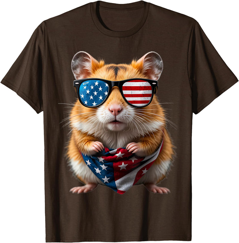 Hamster 4th Of July American Independence Day USA Patriotic T-Shirt - Brown