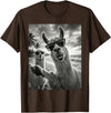 Funny Llama Stuff Accessories & Gifts Cool Llama Selfie At The Beach, Cute Llamas Alpaca T-Shirt - Brown