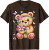Bear Lover Gift Co. Cool Crowned Teddy Bear for Flowers Lovers T-Shirt - Brown