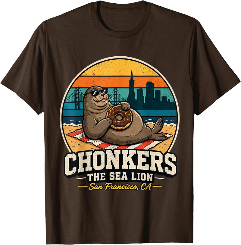 Chonkers The Sea Lion San Francisco Funny Seal Tee Chonkers The Sea Lion San Francisco Funny Seal T-Shirt - Brown