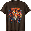 Cool Lions, Astrology And Horoscope Designs Lion Colourful Lion from Africa King of Animals Polygon T-Shirt - Brown