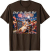 Retro Chill The Fourth Out Patriotic Guinea pigs Chill The Fourth Out Funny Guinea Pigs Coffee 4th of July T-Shirt - Brown