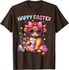Farm Animal Highland Cow easter Gifts Happy Easter Day Highland Cow Cute Holiday Bunny Women Kids T-Shirt - Brown