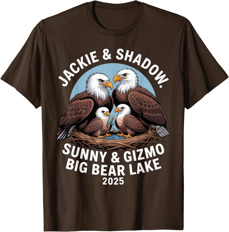 Nature Wildlife Art Prints Jackie & Shadow Sunny & Gizmo Big Bear Lake 2025 Eagle T-Shirt - Brown