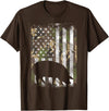 BoredKoalas Farming Farm Shirts Farmer Gifts Camo US Flag Pig Vintage Farm Animal Patriotic Farmer Gift T-Shirt - Brown