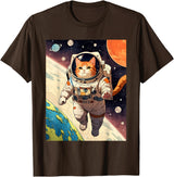 HAPPY DAWG - ARTS Astronaut Cat - Funny Space Cat Japanese Retro Kawaii Cute T-Shirt