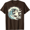 Smooth HQ Polar Bear Riding Surfing Ocean Wave T-Shirt - Brown