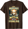 Gift For Grandpa Fisherman Outdoor Nature Lover Never Underestimate an Old Man with A Fishing Rod Scenic Men T-Shirt - Brown