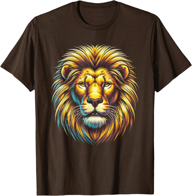 StopLyonLyonCos Co. Gift for Lion Lovers Men Women Kids Calm Relaxed Lion Face T-Shirt - Brown