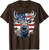 Patriotic Merica Elk Tees 4th Of July US Flag Elk T-Shirt - Brown
