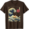 AxisNagawa Guinea Pig Kanagawa Wave Funny Surf Animal T-Shirt - Brown