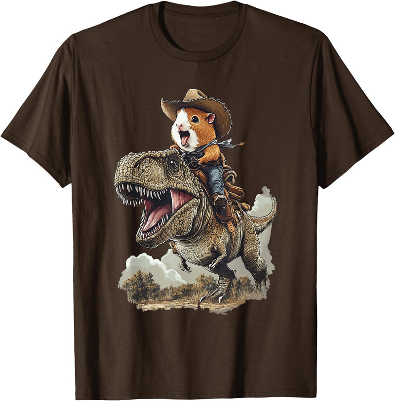 Animal Cowboy Guinea Pig Rex Cowboy T-Shirt - Brown