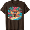 Summer Vibes Highland Cow Funny Beach Vacation Tee Tropical Highland Cow Summer Vibes Funny Beach T-Shirt - Brown