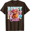 Highland Cow Easter Cute Western Farm Apparel Howdy Easter Cute Highland Cow Bunny Ears Western Easter T-Shirt - Brown