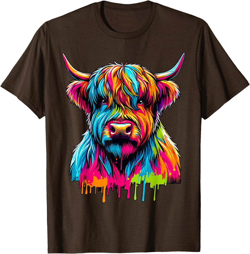 Cute Highland Cow Gifts Colorful Highland Cow T-Shirt - Brown
