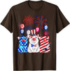 Fireworks American Flag Funny Pig 4th of July Fireworks American Flag Funny Pig Patriotic Farmer 4th July T-Shirt - Brown