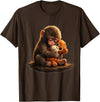 CONLEE Cute Baby Monkey Punch Viral Zoo Japan Design T-Shirt - Brown