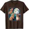 Three Rabbits Howling at the Moon Funny Galaxy Parody T-Shirt in Brown