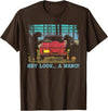 Funny Camping Lovers Gift Tee Hey Look A Menu Funny Bear Camping Retro Vintage Camper Car T-Shirt - Brown