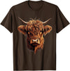 Cute Scottish Highlander Cattle Designs Scottish Highland Cow Messy Bun Scottish Highlander Cow T-Shirt - Brown
