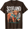Funny Scottish Highland Cow Scotland is Calling and I Must go Scottish Highland Cow T-Shirt - Brown