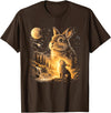 Bunny Howling to the Moon Vintage 90s Animal Easter Day T-Shirt in Brown