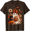 Halloween Design For Kids Cute Halloween Ghost Witch Pumpkin Kids Spooky Autumn T-Shirt - Brown