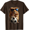 Animal Soccer Design Guinea Pig Soccer T-Shirt - Brown