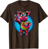 Pig Hippie Costumes Peace Sign Tie Dye Pig T-Shirt - Brown