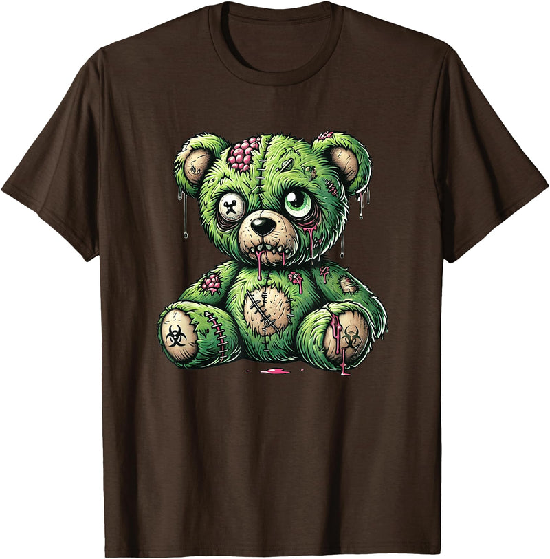 Nerdy Dreamaz Designs Zombie Bear Halloween Zombie Teddy Zombie Lover T-Shirt - Brown