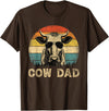 Cow Dad Vintage Retro Fathers Day Funny Gift Vintage Cow Dad Cow Lovers Daddy Father's Day T-Shirt - Brown