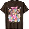 Cute Highlander Cow Lover Designs Highland Cow Blowing Bubblegum T-Shirt - Brown