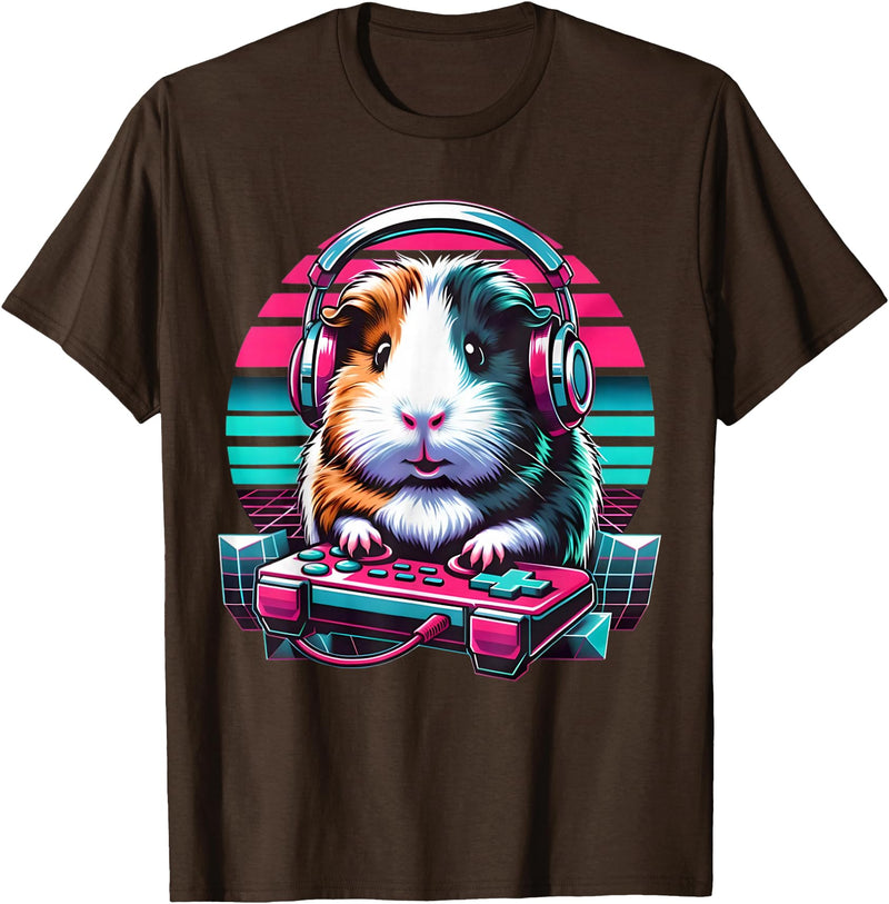 Guinea pig Rodent Game Lover Clothing Co. Guinea Pig Video Game Rodent Lover Animal Guinea Pigs Gamers T-Shirt - Brown