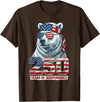 Patriotic Bear Freedom Anniversary Celebration Polar Bear 250 Years of Independence Patriotic America 1776 T-Shirt - Brown
