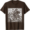 Funny Medieval Knight Rabbit Castle Fantasy Renaissance Fair T-Shirt in Brown