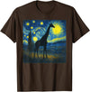 Giraffe Lovers Gifts Women Men youth Kids boys Starry Night Van Gogh Giraffe Animal Funny Graphic T-Shirt - Brown
