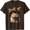 Cute Bunny Rabbit Cowboy Hat Easter Day T-Shirt in Brown