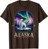 Polar Bear Art Lovers Polar Bear Under Aurora Borealis T-Shirt - Brown