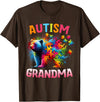 Colorful Rainbow Family Bear Autism Awareness Autism Grandma Colorful Rainbow Grandma Bear Autism T-Shirt - Brown