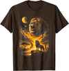 Howzit South Africa Majestic Roaring Lion Savanna Moon Night Sky African Safari T-Shirt - Brown