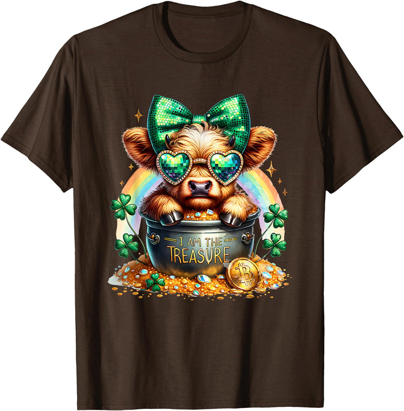St. Patricks Day Highland Cow Highland Cow Tees St. Patricks Day Highland Cow Highland Cow T-Shirt - Brown