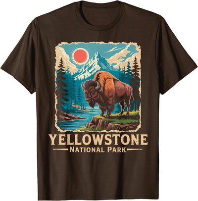 Hiking Souvenir Cow Mountain Yellowstone Wyoming Buffalo T-Shirt