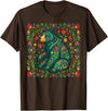 Nordic Scandinavian Folk Art Flower Designs Scandinavian Folk Art Bear Floral Pattern Nordic Animal T-Shirt - Brown
