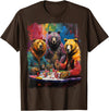 Noah&Friends Playing Card Pop Art Gambling Bears Playing Poker Cards T-Shirt - Brown