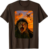 Funny Cats Fighter Jet Pilot Kitties Selfies Funny Screaming Cat Fighter Jet Pilot Kitty Selfie T-Shirt