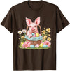 Easter Pig Easter Bunny Ears Graphic Pig Easter Pig Bunny Ears Graphic T-Shirt - Brown