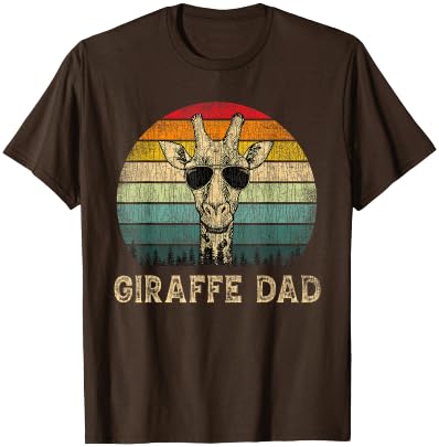 Giraffe Dad Vintage Retro Fathers Day Funny Gift Vintage Giraffe Dad Giraffe Lovers Daddy Father's Day T-Shirt - Olive Green
