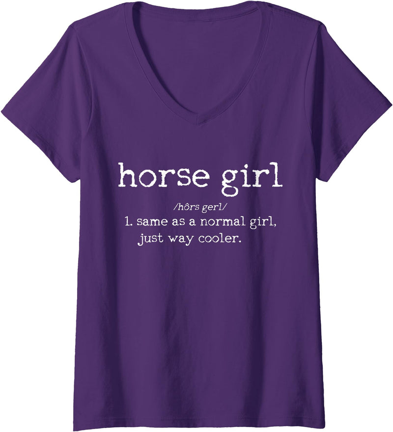 Horse Girl Apparel & Gifts Women's Horse Girl Definition Funny Horseback Riding Rider Gift V-Neck T-Shirt - Purple